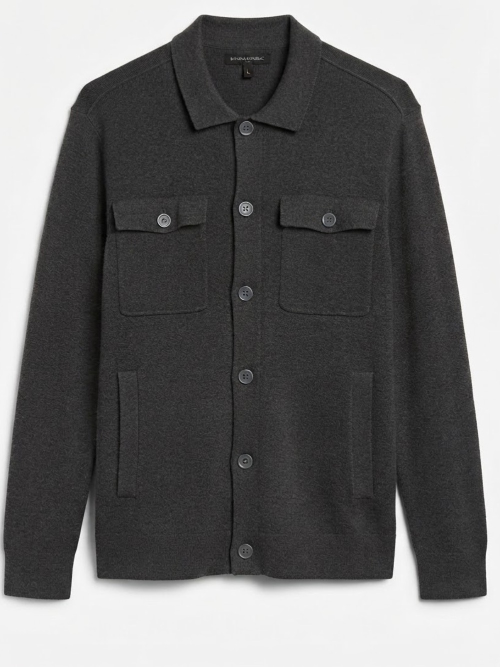 Banana Republic Men Knit Shirt Jacket Large NWT Gray Shacket Button Up Sweater